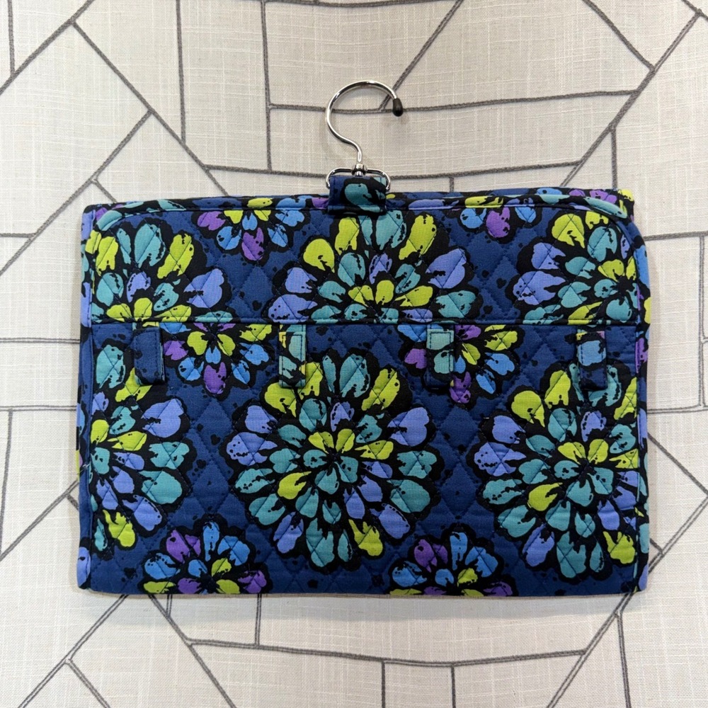 Vera Bradley Hanging Jewelry Organizer OS Blue Floral Night & Day Quilted Travel
